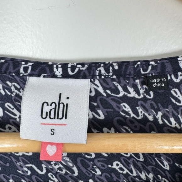 Cabi "I Love You" Long Puff Balloon Sleeve V-Neck Blouse Navy Size Small - Picture 9 of 13